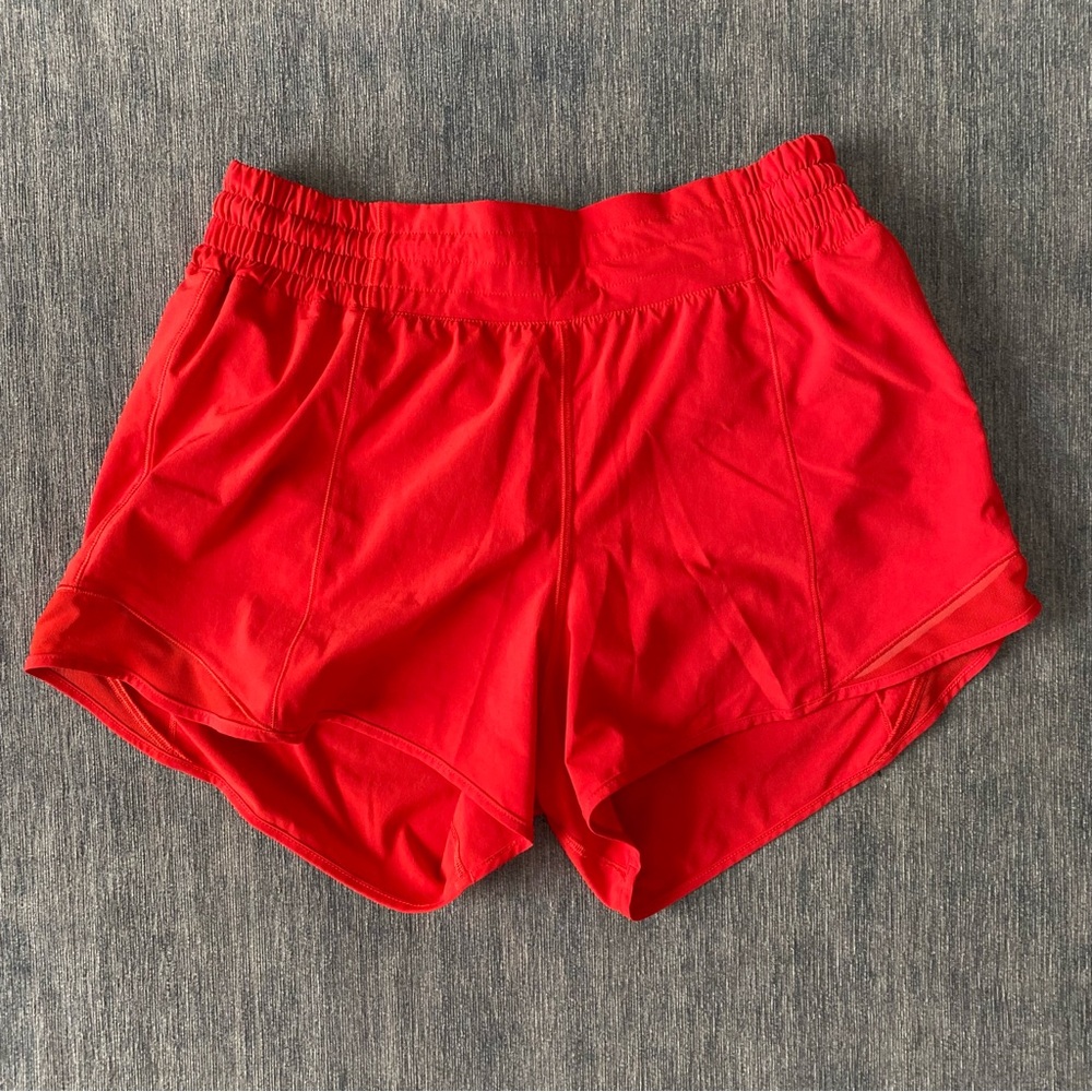 lululemon Hotty Hot High-Rise Lined Short 4” Vibrant Red